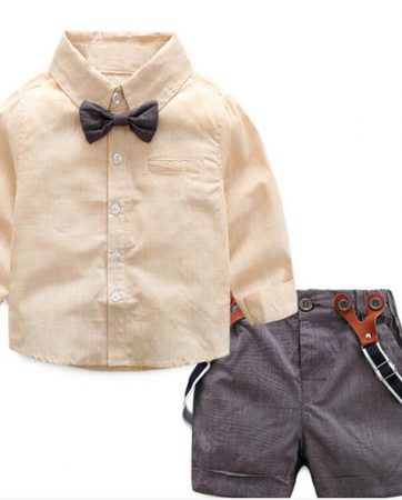 Gentleman Baby Boy Clothes Bow Tie Shirt +Pants Baby Set Newborn Baby Boy Clothing Sets Summer Cothes Wedding Suit
