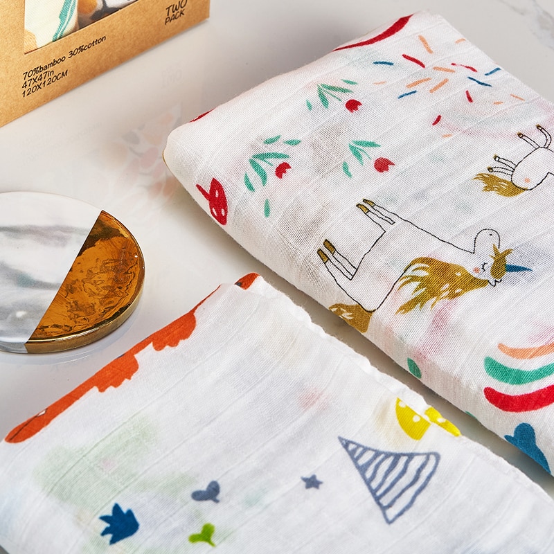 Kangobaby 2pcs/Set Soft Bamboo Cotton Baby Blanket - Image 5